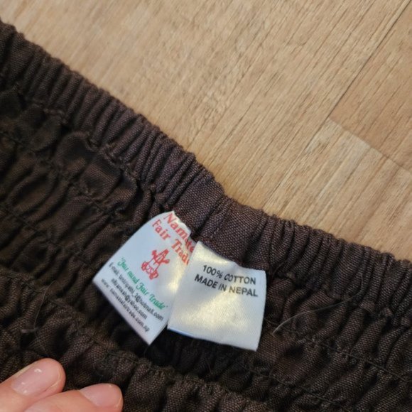 Brown cotton wide leg pant - Picture 7 of 7